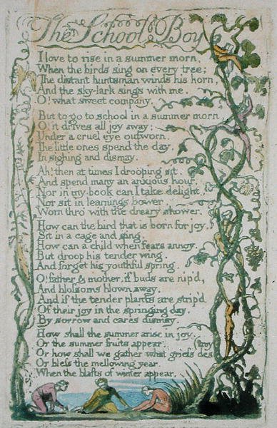 Il Ragazzo della Scuola, pl. 12 da Songs of Innocence da William Blake